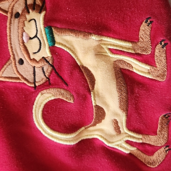 Bechamel Petites size PL cats and mice themed pullover long sleeve shirt red - Picture 12 of 15